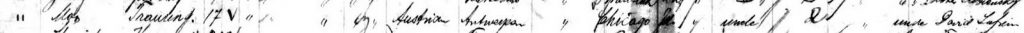 Excerpt from 1902 NY Passenger Manifest for Max Trauring (from Ancestry.com)