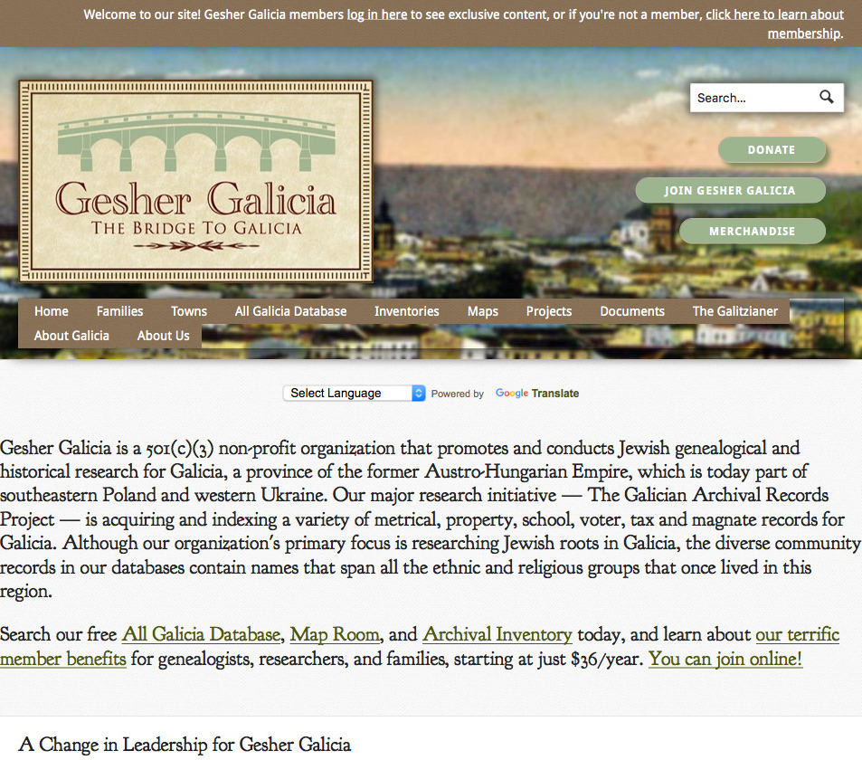 JewishGen – Gesher Galicia - B&F: Jewish Genealogy And More