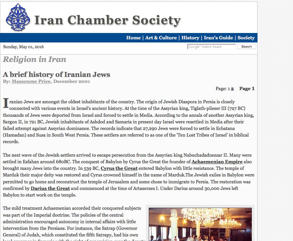 Iran Chamber Society A brief history of Iranian Jews B&F Jewish