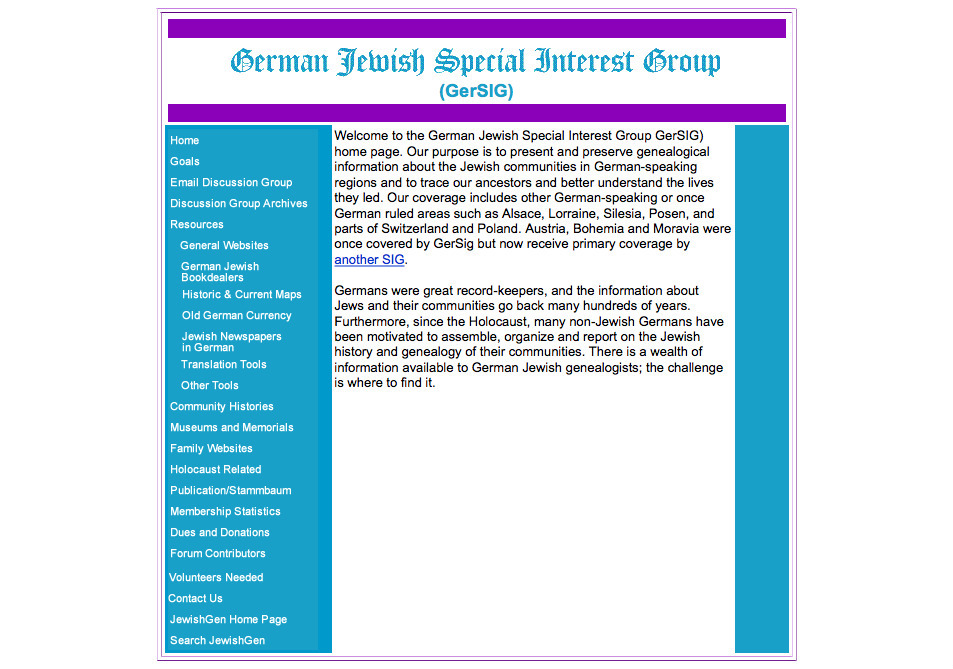 JewishGen GerSIG - Web Site - B&F: Jewish Genealogy And More