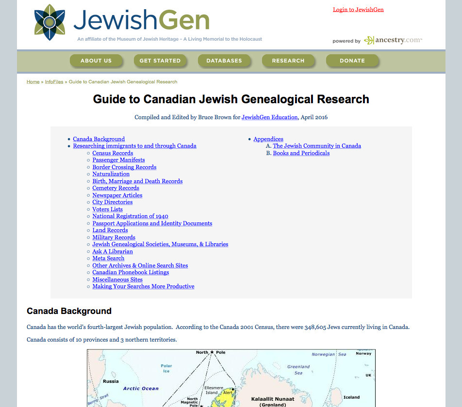 JewishGen InfoFile - Guide To Canadian Jewish Genealogical Research - B ...