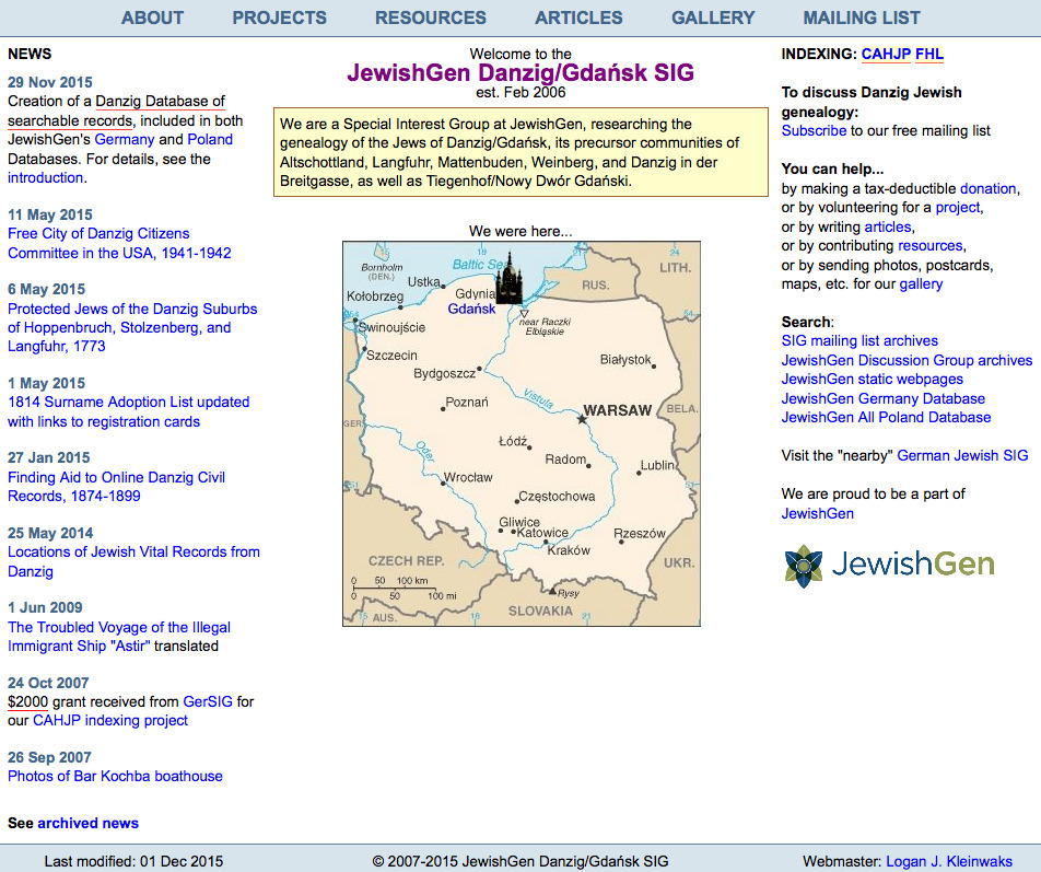 JewishGen - Danzig/Gdańsk SIG - B&F: Jewish Genealogy And More