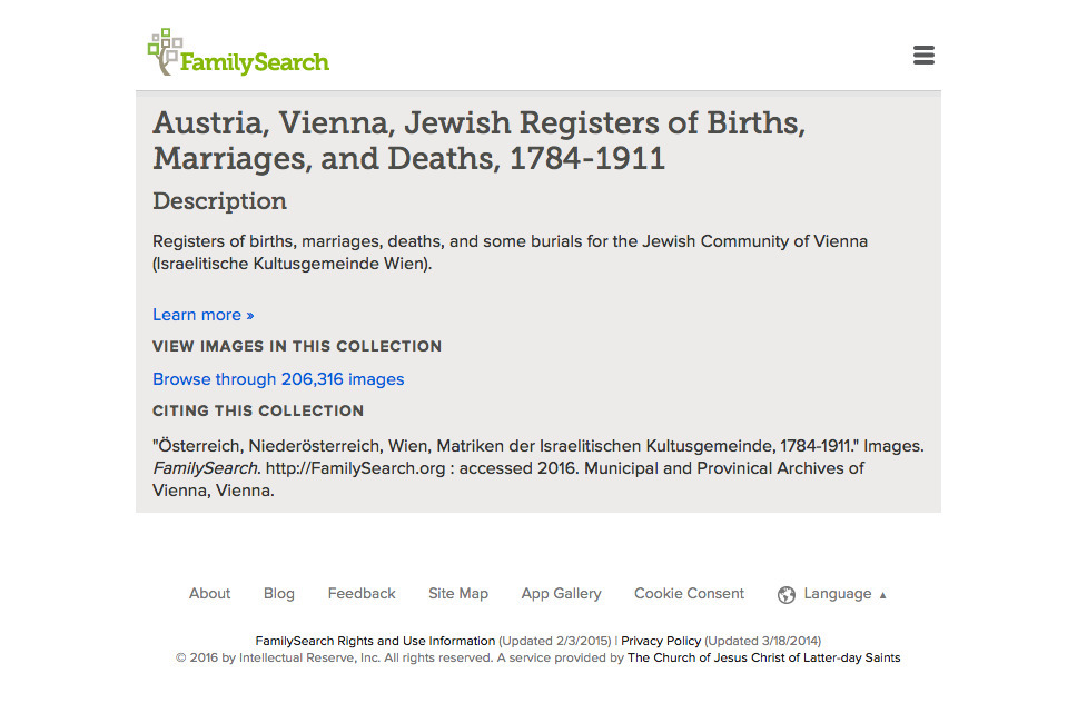 FamilySearch – Austria, Vienna, Jewish Registers Of Births, Marriages ...