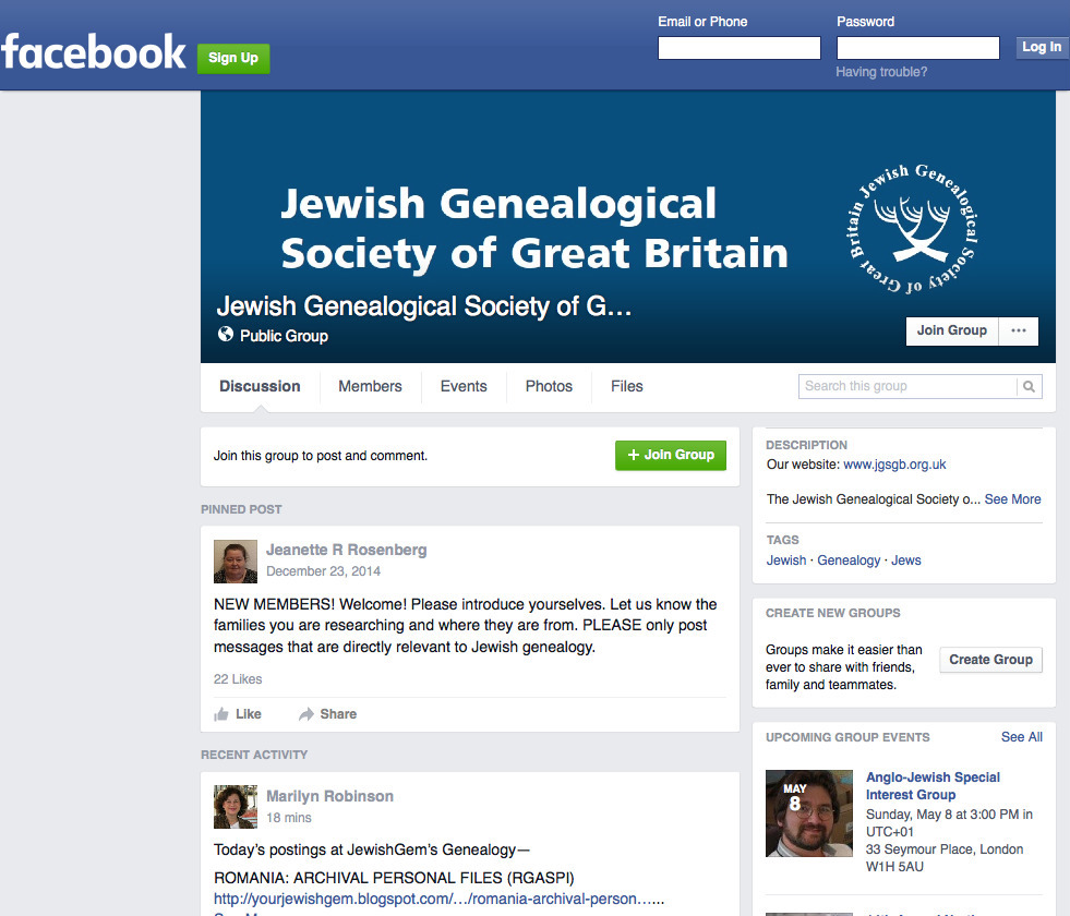 Jewish Genealogical Society Of Great Britain - Facebook - B&F: Jewish ...