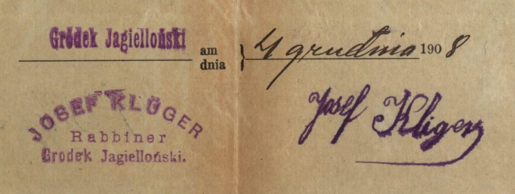 Gródek - 1908 - Rabbi Josef Kliger