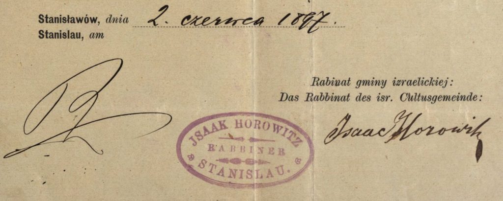 Stanisławów (now Ivano-Frankivsk, Ukraine) - 1897 - Rabbi Isaac Horowitz