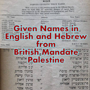 Given names from British Mandate Palestine