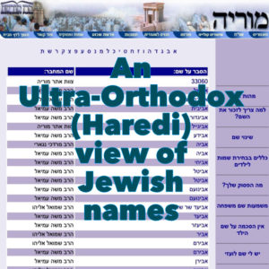 An Ultra-Orthodox view of Jewish Names